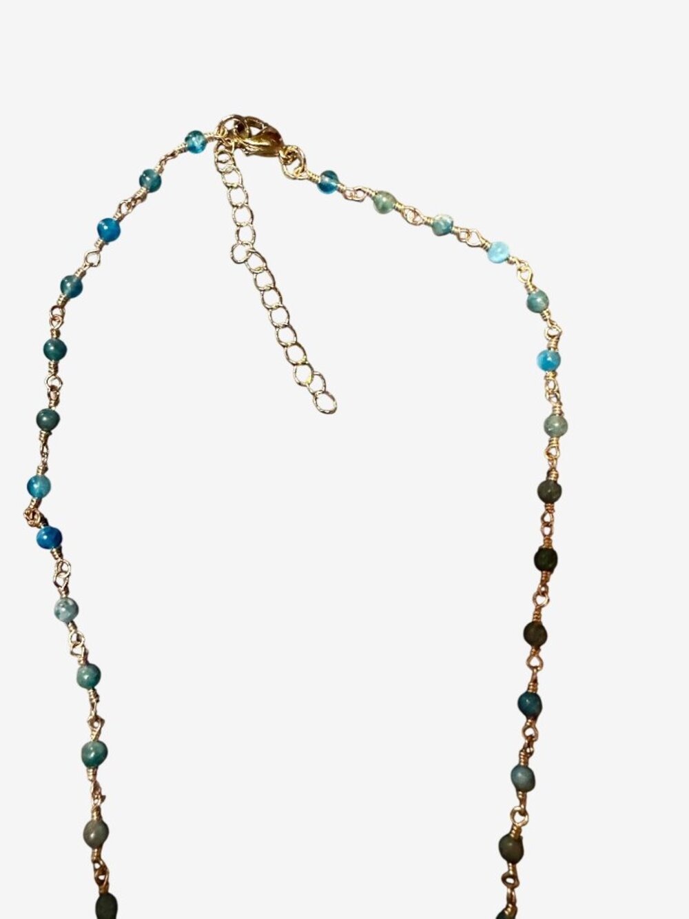 Moon Crescent Necklace & Earrings Set With Turquoise & Gold Accents - Picture 4 of 6